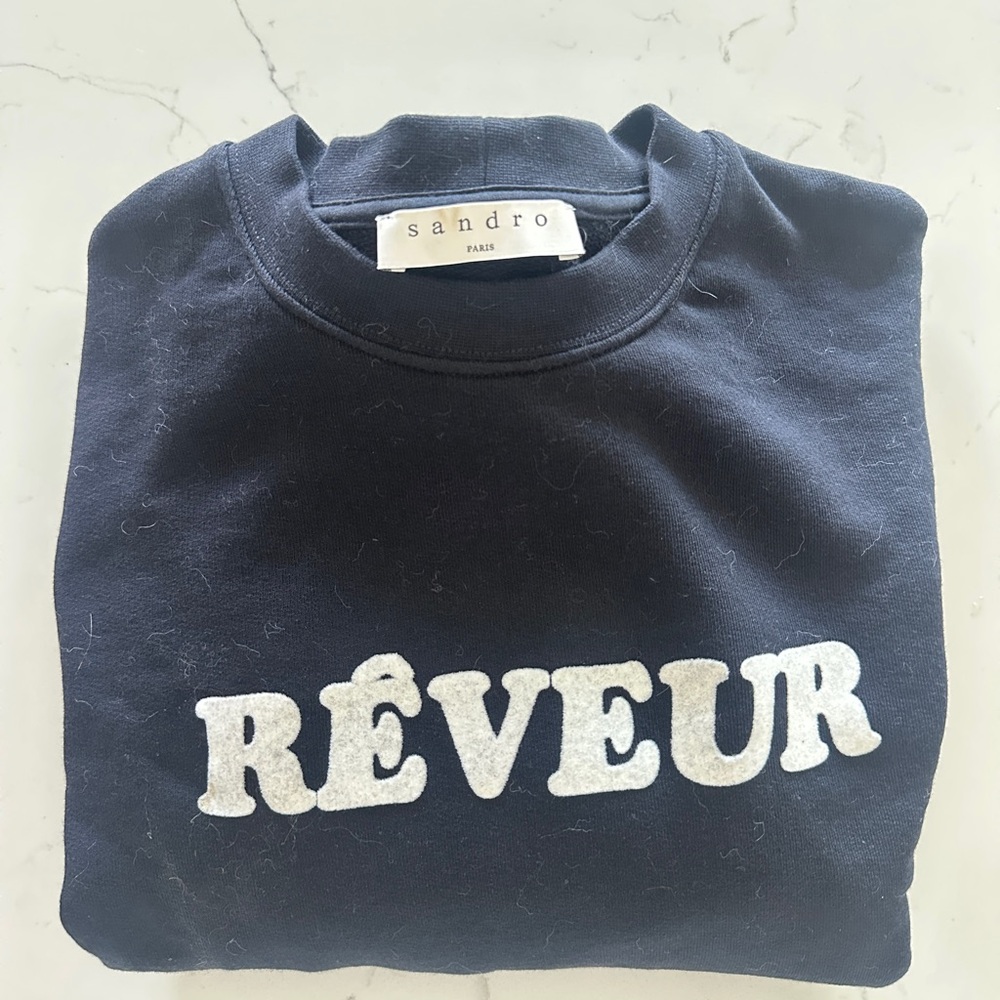 Sandro Men's Dark Blue Crewneck Sweater